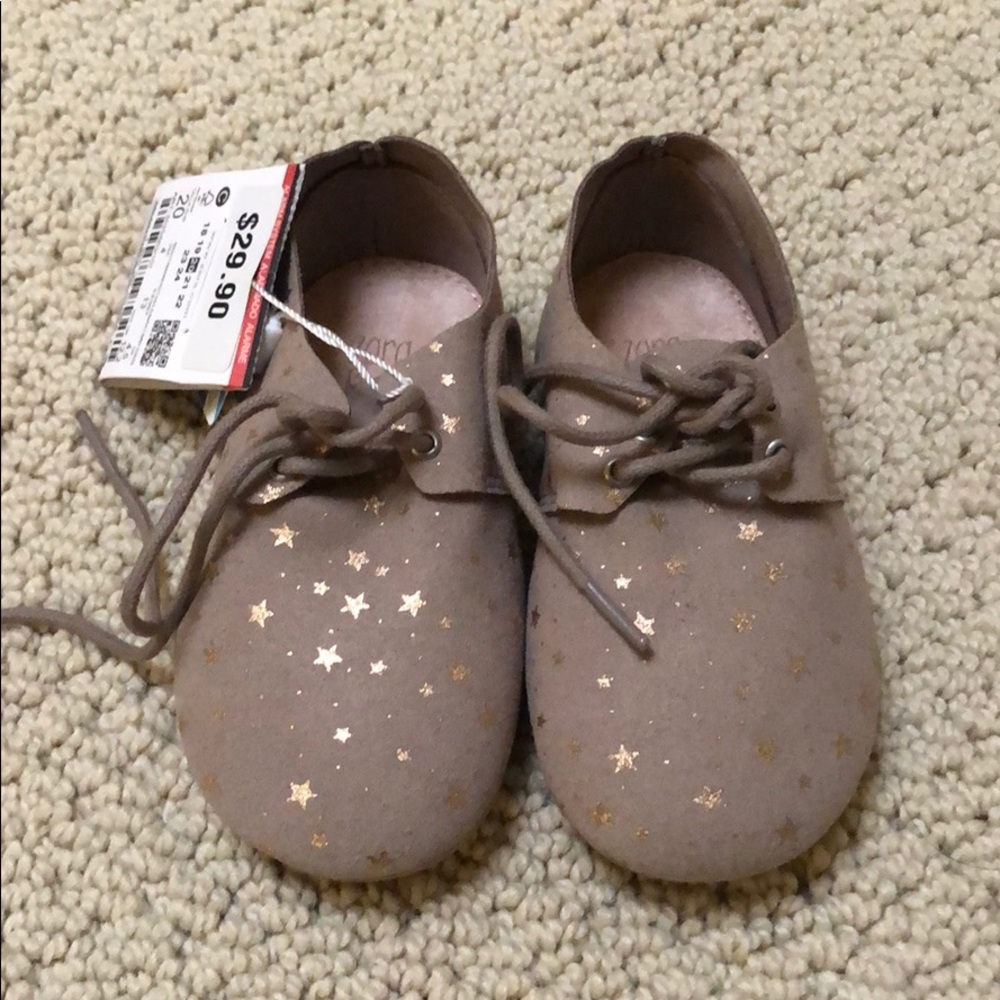 Toddler girl Zara oxford in tan and rose gold